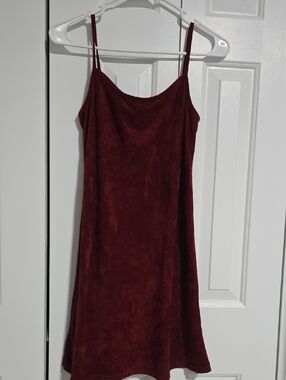 Women's Burgundy Slip Dress - Sleeveless Spaghetti Strap
